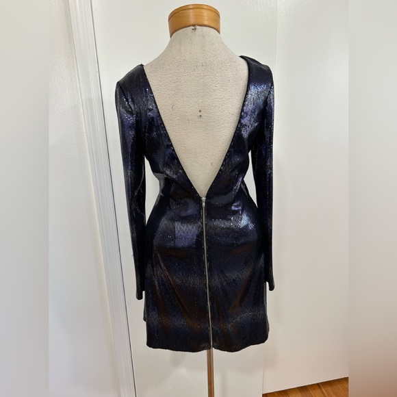 Adrianna Papell Sexy Cocktail Evening Full Sequin Sheath Dress Low Cut Open Back - Picture 5 of 7